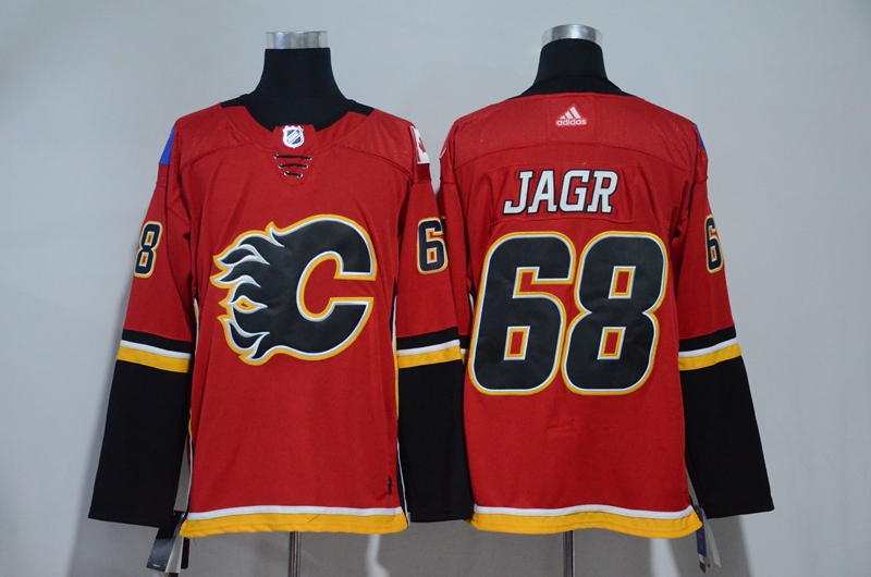 Men Calgary Flames #68 Jagr Red Hockey Stitched Adidas NHL Jerseys